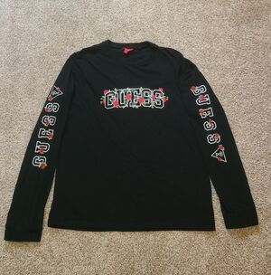 Guess Long Sleeve Tee Snakes And Roses Size XL